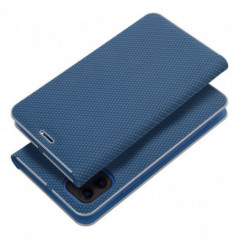 Apple iPhone 16e Book Handytaschen LUNA Book Carbon Kohlenstoff-Faser, Elegant  Blau