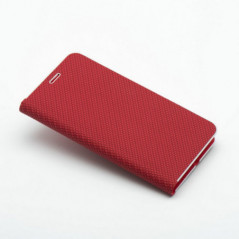 Apple iPhone 16e Book Handytaschen LUNA Book Carbon Kohlenstoff-Faser, Elegant  Rot