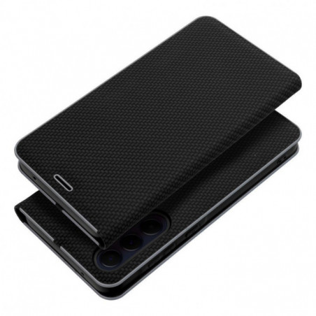 XIAOMI Redmi Note 14 Pro 4G Book Handytaschen LUNA Book Carbon Kohlenstoff-Faser, Elegant  Schwarz