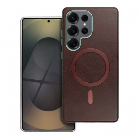 Samsung Galaxy S25 Hülle Gentleman Mag Cover Elegant  MagSAFE  Braun