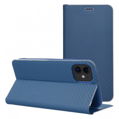 Apple iPhone 17 Pro Max Book Handytaschen LUNA Book Carbon Kohlenstoff-Faser, Elegant  Blau