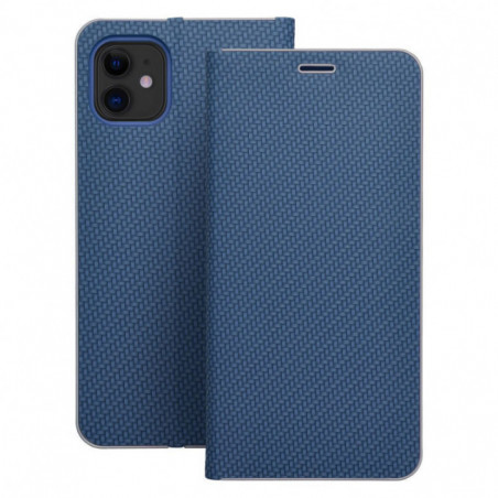 Apple iPhone 17 Pro Max Book Handytaschen LUNA Book Carbon Kohlenstoff-Faser, Elegant  Blau