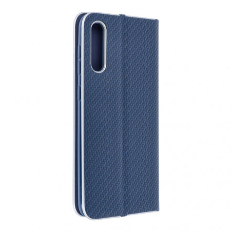Samsung Galaxy A71 LTE Book Handytaschen LUNA Book Carbon Kohlenstoff-Faser, Elegant  Blau