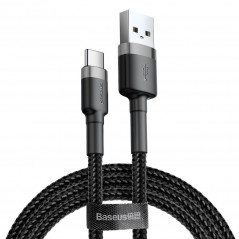 USB kabel Cafule Type C 3A 1M gray+black Schwarz