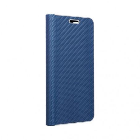 Samsung Galaxy A72 LTE Book Handytaschen LUNA Book Carbon Kohlenstoff-Faser, Elegant  Blau