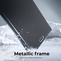 XIAOMI Redmi Note 10 5G Book Handytaschen LUNA Book Carbon Kohlenstoff-Faser, Elegant  Schwarz
