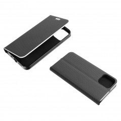 Apple iPhone 13 Pro Book Handytaschen LUNA Book Carbon Kohlenstoff-Faser, Elegant  Schwarz