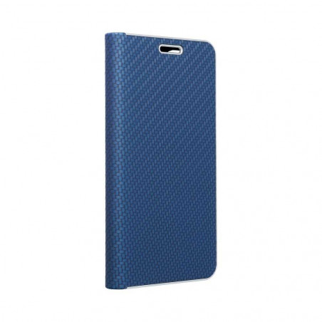 LUNA Book Carbon auf Apple iPhone 13 Pro FORCELL Brieftaschenetui Blau